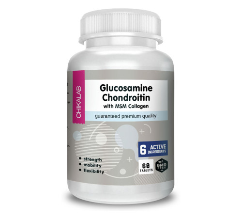 Глюкозамин Chikalab Glucosamine Chondroitin Msm + Collagen (60 таб)