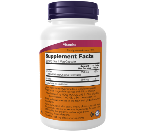 Холин инозитол Now Foods Choline & Inositol (100 капс)