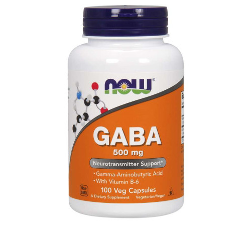 Габа 500 мг Now Foods GABA + B6, 100 капс