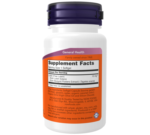 Лютеин Now Foods Lutein 10 мг (60 капс)