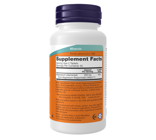 Магний глицинат Now Foods Magnesium Glycinate (180 таб)