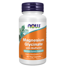 Магний глицинат с Биоперином Now Foods Magnesium Glycinate with BioPerine (60 капс)
