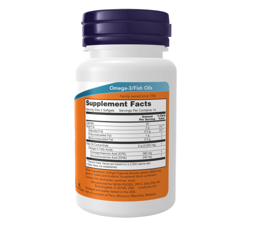 Омега 3, рыбий жир Now Foods Omega-3
