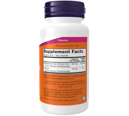 Пантотеновая кислота Now Foods Pantothenic Acid