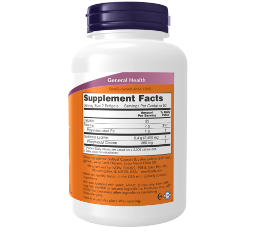 Подсолнечный лецитин Now Foods Lecithin Sunflower (100 капс)