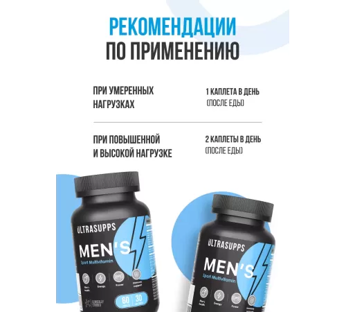 Витамины для мужчин Ultrasupps Men's Sport Multivitamin (60 таб)