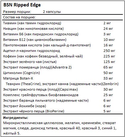 Состав Ripped Edge от BSN