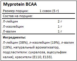 Состав ВСАА от Myprotein